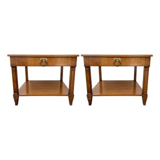 1970s Baker Furniture French Regency Cherry Side Tables - A Pair For Sale