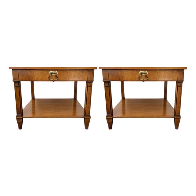 1970s Baker Furniture French Regency Cherry Side Tables - A Pair For Sale