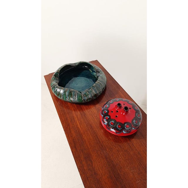 Mid 20th Century Modern Italian Vase Handcrafted in Red Enamel Ceramic, 1960s For Sale - Image 4 of 14