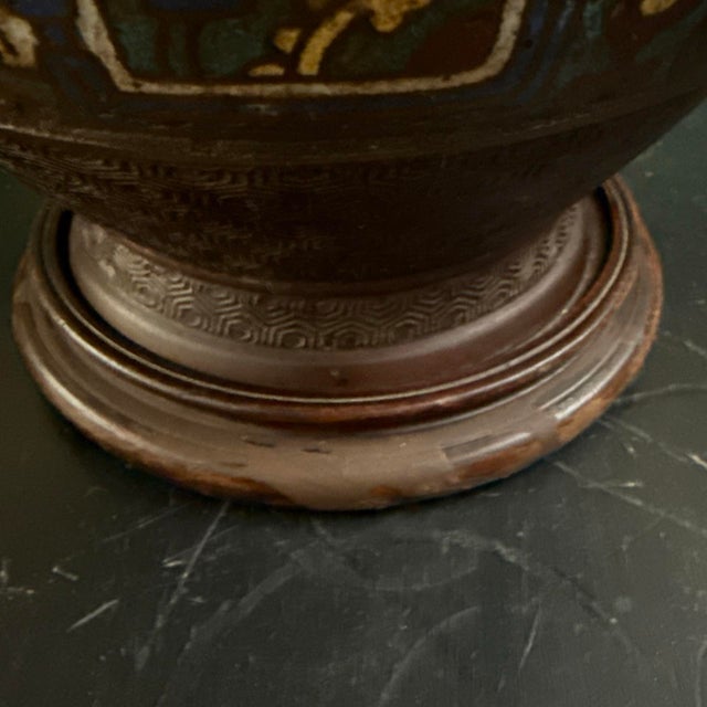 Antique Cloisonné Vase Base Lamp For Sale - Image 11 of 12