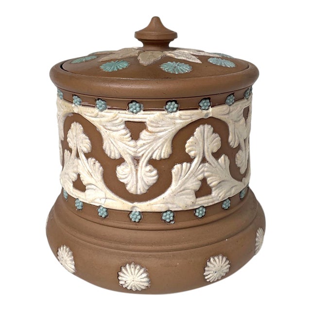 Doulton Lambeth Silicon Ware Tobacco Jar/Humidor - 1880s For Sale