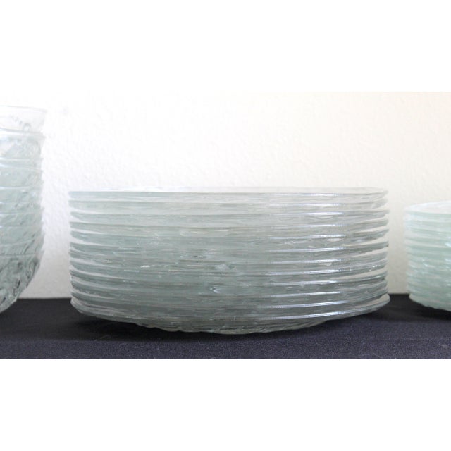 Vintage Kig Indonesia Clear Pressed Glass Grape & Vine Dinnerware Set, 35 Pieces For Sale - Image 14 of 16