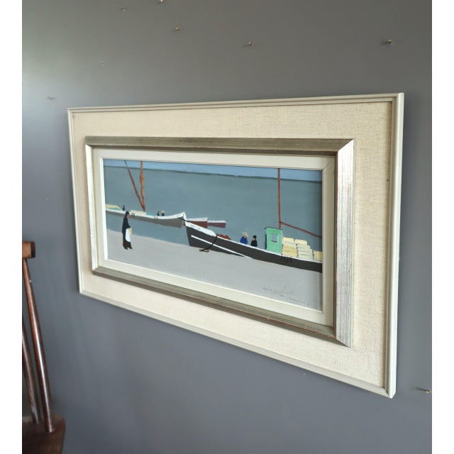 Mid-Century Modern 'Still Waters, Quiet Shore' Swedish Original Coastal Landscape Oil Painting, Framed For Sale - Image 6 of 13