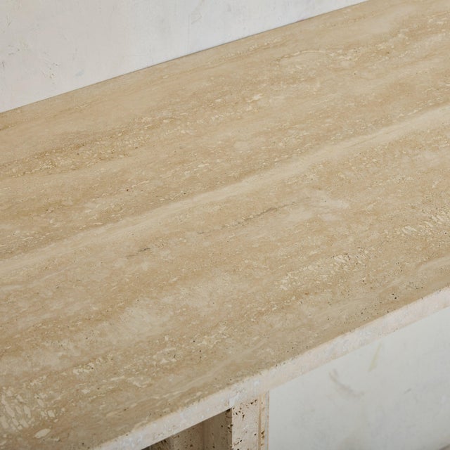 Italian Travertine Console in the Style of Carlo Scarpa, 1970s - 2 Available For Sale In Chicago - Image 6 of 11