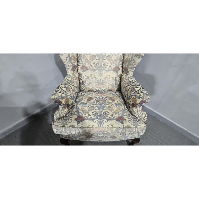 Large Mahogany Framed Wing Armchair For Sale - Image 9 of 13