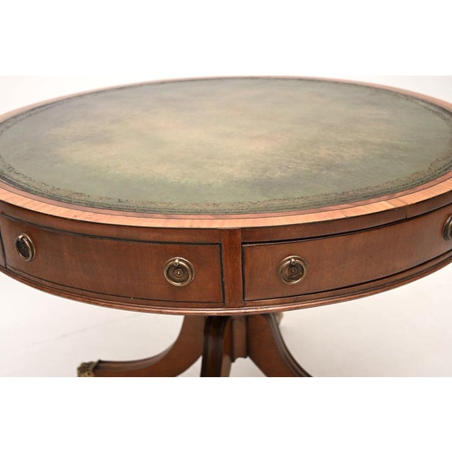 Brown Antique Regency Leather Top Drum Table, 1890s For Sale - Image 8 of 11