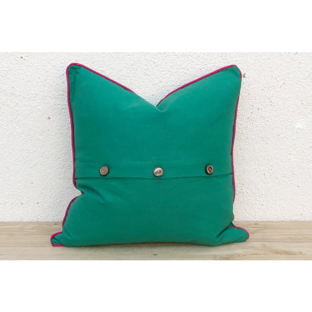 1960s Juhi Green Dotted Ahir Handloom Pillow For Sale - Image 5 of 6