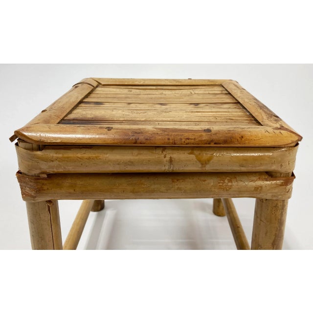Vintage Square Scorched Bamboo Plant Stand or Riser For Sale In Kansas City - Image 6 of 7