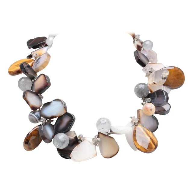 Modern Statement Necklace-Gorgeous One of a Kind Bountiful Large Semi Precious Stones of Various Hand Selected Shapes and...