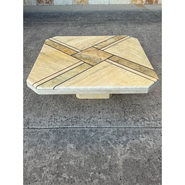Vintage Maurice Villency Style Postmodern Marble, Onyx, & Travertine Coffee Table, C. 1970s-80s For Sale In Austin - Image 6 of 13