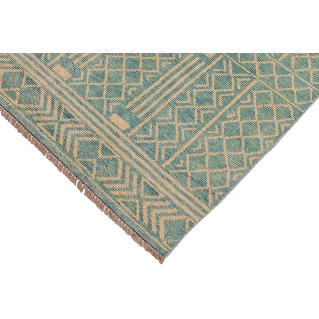 Shabby Chic Balochi Blue/Beige Wool Rug - 3'2''x5'1'' For Sale - Image 4 of 11