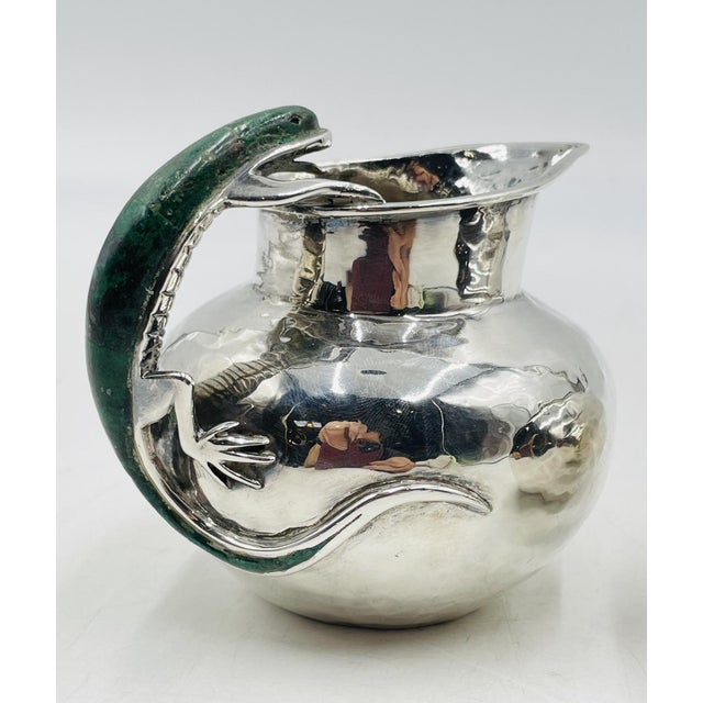 1980s Malachite Lizard Creamer & Sugar Set by Emilia Castillo for Los Castillo, Mexico For Sale - Image 10 of 18