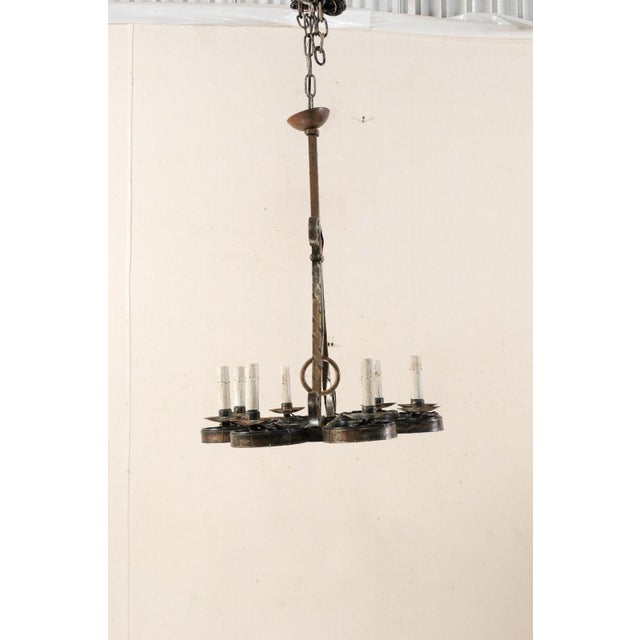 Vintage French Iron 8-Light Chandelier For Sale - Image 12 of 12