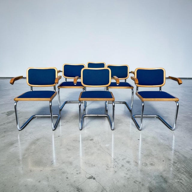 1970s Lowenstein Chrome Wood Cesca Dining Chairs - Set of 6 For Sale - Image 5 of 8