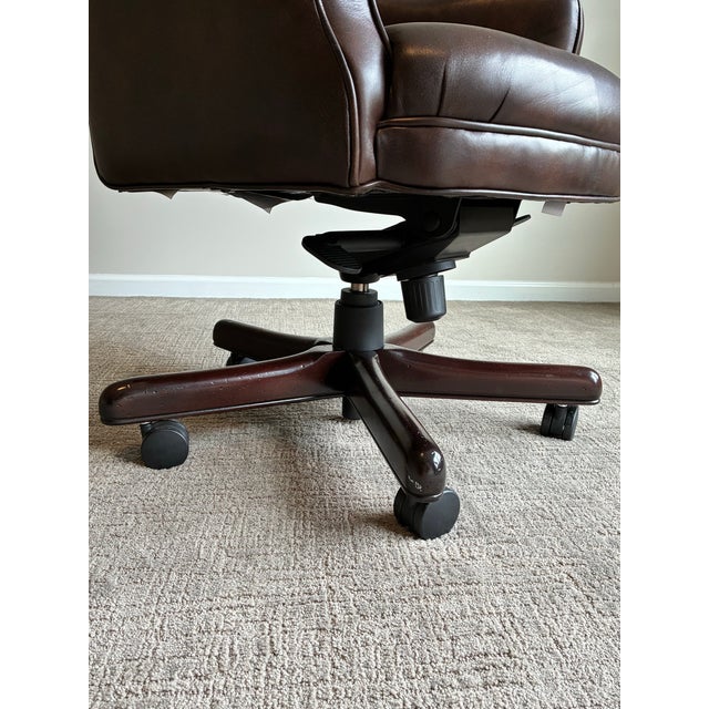 Animal Skin Late 20th Century Hancock & Moore “Dillon” Leather Swivel Tilt Wingback Desk Chair for Robb & Stucky For Sale - Image 7 of 9