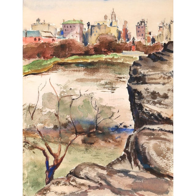 Eve Nethercott's picturesque view of the Bronx Park and Manhattan skyline is emblematic of the artist's interest in...