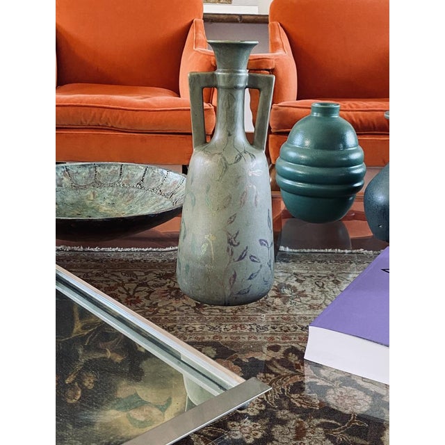 Forest Green Art Deco Green Iridescent Vase, France, 1930s For Sale - Image 8 of 18