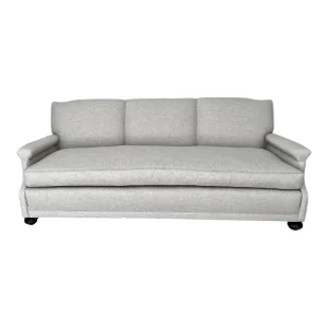 Sofa in Linen and Down Upholstery and Bun Feet