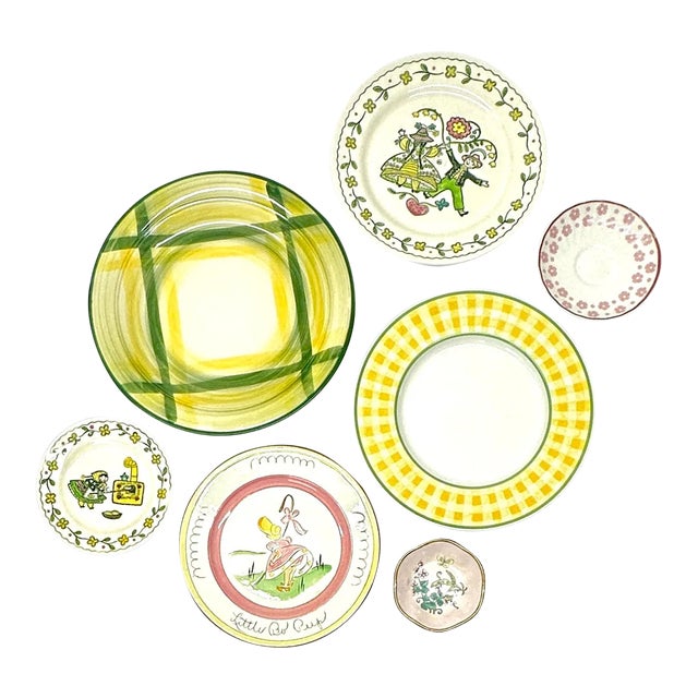 Whimsical Storytime Vintage Wall Plate Curation - Group of 7 For Sale