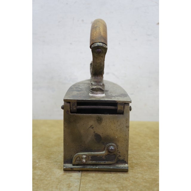 Antique Lion Head Delphin Dolphin Coal Brazier Clothing Iron & Trivet 9" For Sale - Image 9 of 18