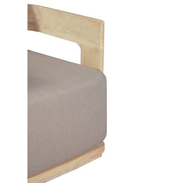 Modern Eclipse Outdoor Solid Teak Wood Chair - Light Brown Fabric For Sale - Image 3 of 12