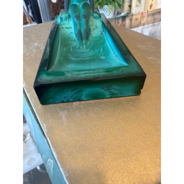 Art Deco Malachite Glass Nude Figural Ashtray For Sale - Image 9 of 16
