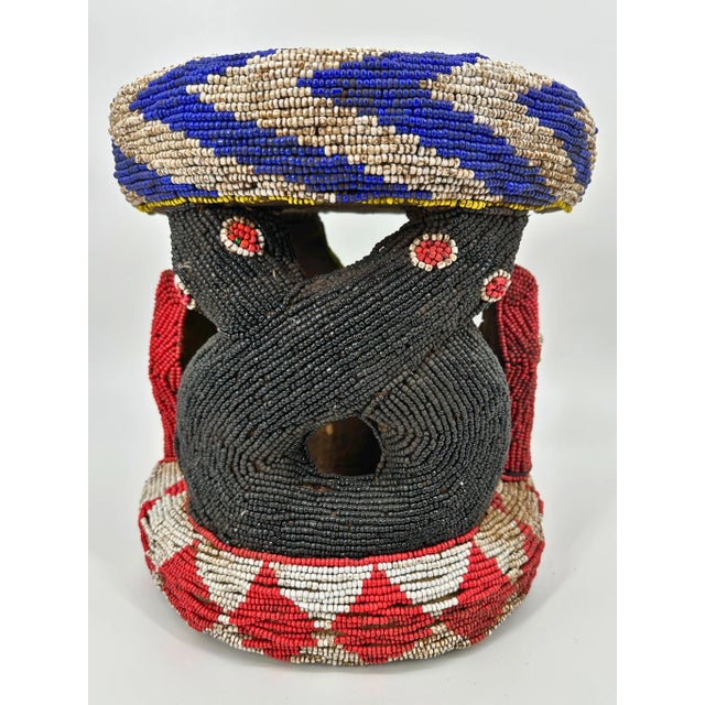 Tribal Bamileke Trade Bead Animal Stool For Sale - Image 3 of 12