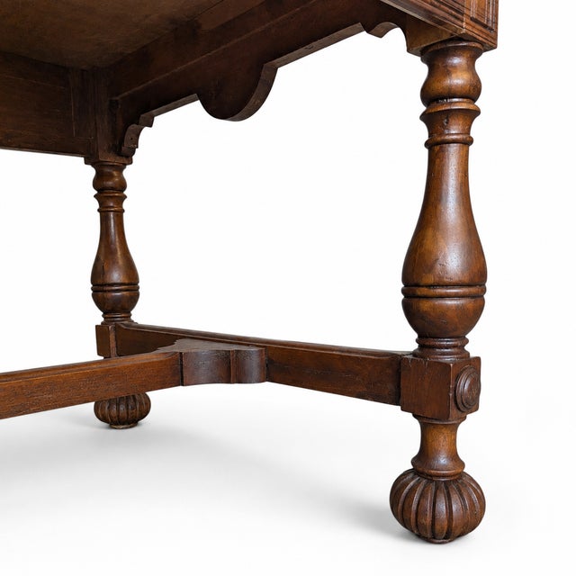Antique Jacobean Revival Figured Wood Sideboard With Carved Medallions For Sale - Image 10 of 18
