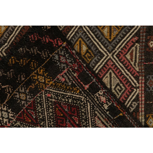 Textile Vintage Cecim Kilim Tribal Rug in Beige-Brown, Multicolor Geometric Pattern For Sale - Image 7 of 7
