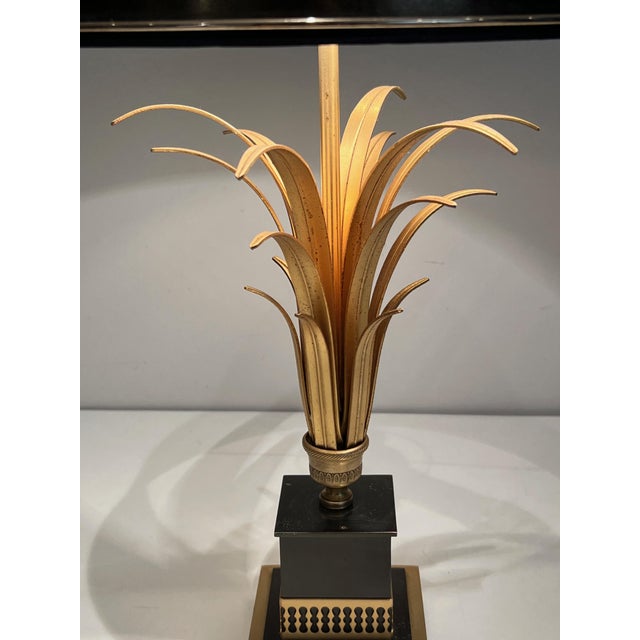 Black 1970s Neoclassical Palm tree-shaped table lamp in the style of Maison Charles For Sale - Image 8 of 12