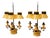 Empire 3-Light Bouillotte Lamps in Lacquered Sheet Metal with Candle Extinguisher, 1920s, Set of 2 For Sale