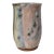 Signed Handmade Ceramic Studio Pottery Tumbler Shaped Vessel With Abstract Brushwork & Variegated Glaze For Sale