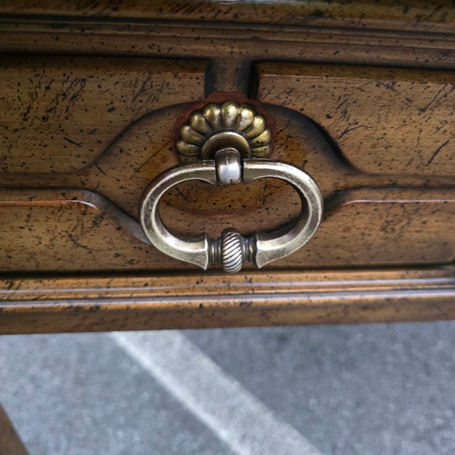 Vintage Hollywood Regency Sligh Lowry Leather Top Writing Desk For Sale - Image 12 of 15