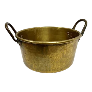 Early 20th Century French Brass Preserve Pot With Copper Handles