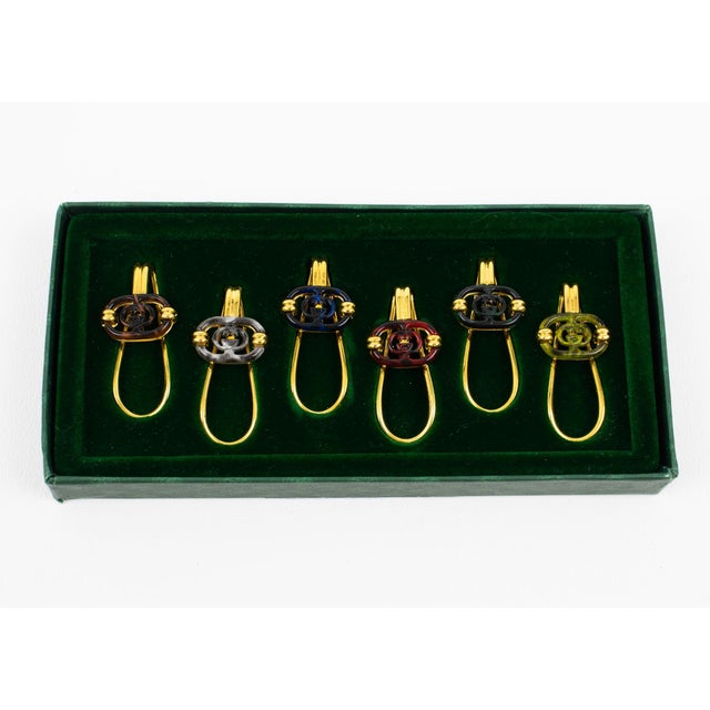 Gucci Barware Gold Plated and Enamel Cocktail Glass Makers in Box, circa 1980 For Sale - Image 11 of 18