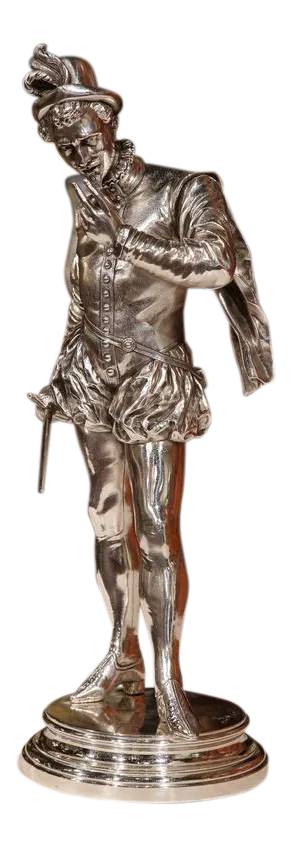 19th Century French Silver Plated Bronze Statue "Le Duel" Signed p.e. Detrier