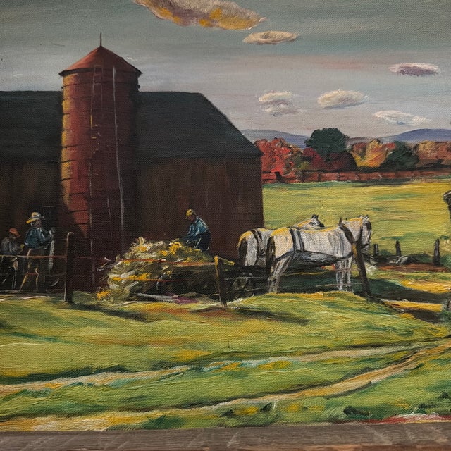 1970s Ida Van Tassell Original Farm Painting For Sale - Image 10 of 12