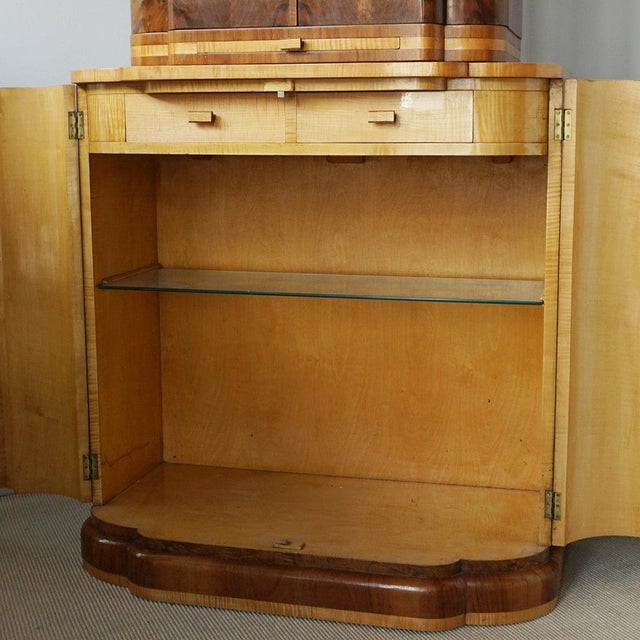 Brown Vintage Art Deco Cocktail Cabinet in Burr Walnut, 1930s For Sale - Image 8 of 17