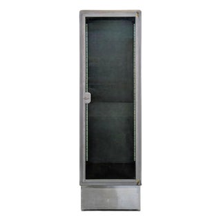 Industrial Display Case in Patinated Metal For Sale