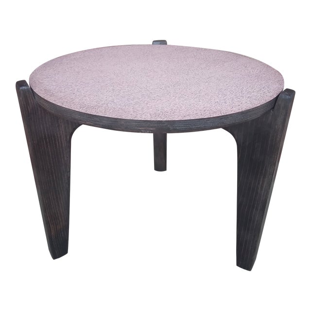 Mid-Century Modern Pink Laminate Side Table With Wooden Legs For Sale