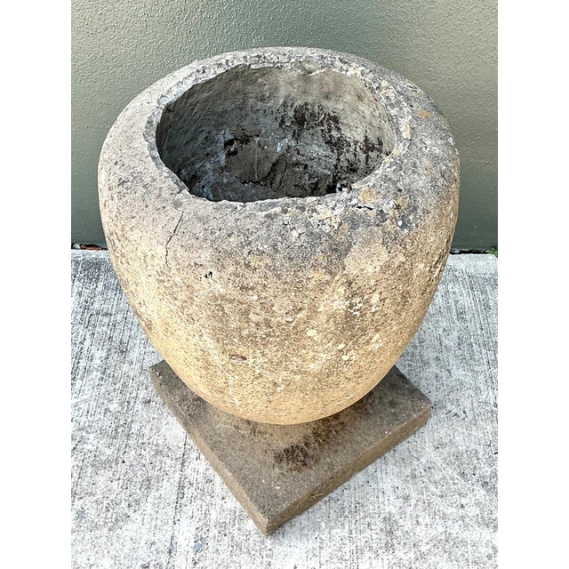 Oyster Gray Rustic Stone Garden Planter For Sale - Image 8 of 18