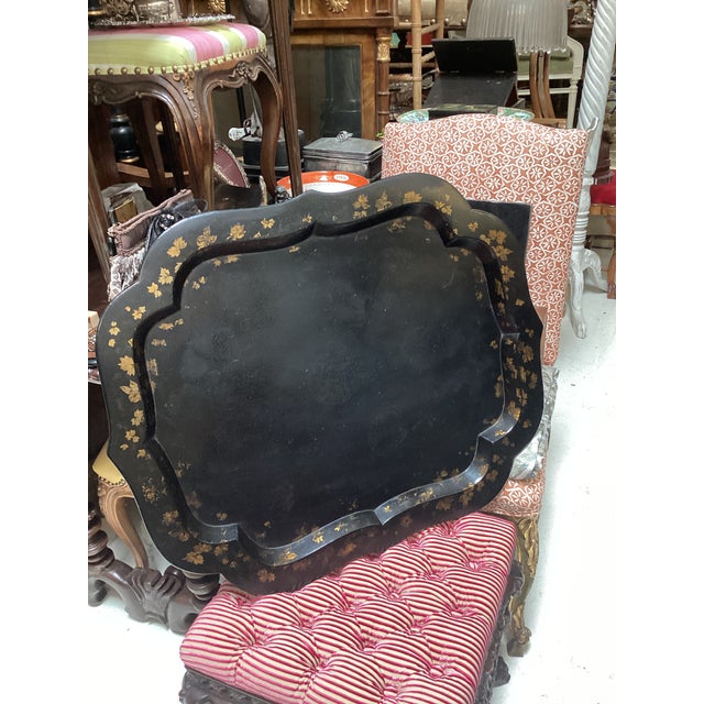 Antique Paper Mache Tray Cocktail Table For Sale - Image 4 of 5