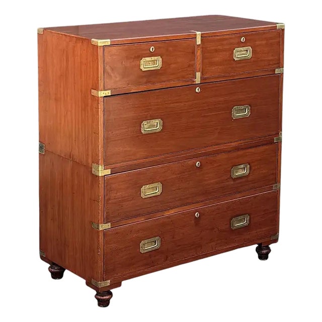 British Military Officer's Campaign Chest Dresser of Brass-Bound Mahogany For Sale