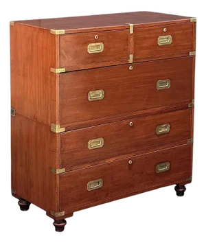British Military Officer's Campaign Chest Dresser of Brass-Bound Mahogany