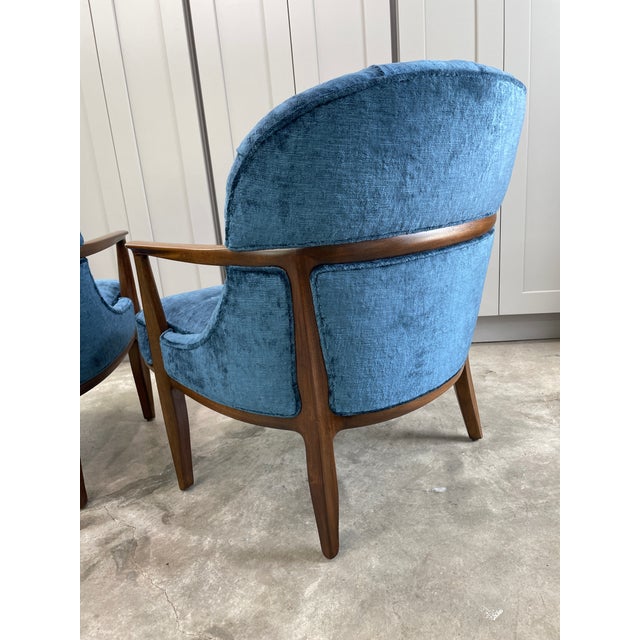 Blue 1950s Janus Lounge Chairs by Edward Wormley for Dunbar Restored - A Pair For Sale - Image 8 of 8