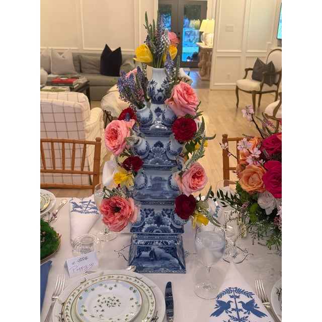 Contemporary Blue & White Delft Style Porcelain Tulipieres - a Pair For Sale - Image 18 of 18