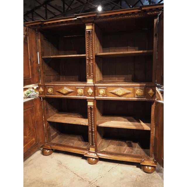 Rare 17th Century Oak and Brass 4-Door Buffet From Saint-Malo, France, C. 1690 For Sale - Image 9 of 13