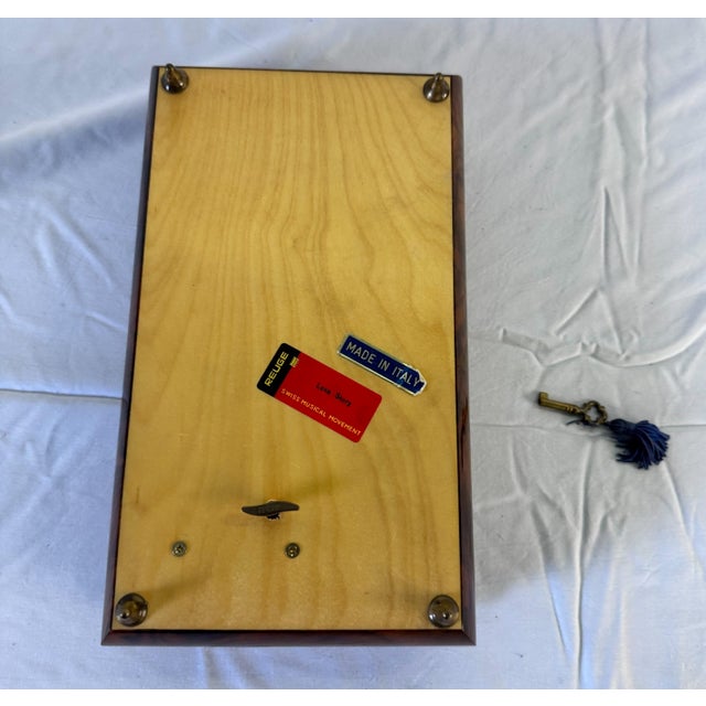 Italian 1960s Large Jewelry Music Box With Key, Made in Italy by Reuge For Sale - Image 3 of 3