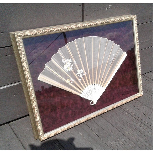 Victorian Antique Victorian Beaded Hand Fan in Shadow Box Frame Clara Schwab For Sale - Image 3 of 12