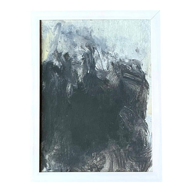 Vintage Abstract Expressionist Black and White Painting For Sale